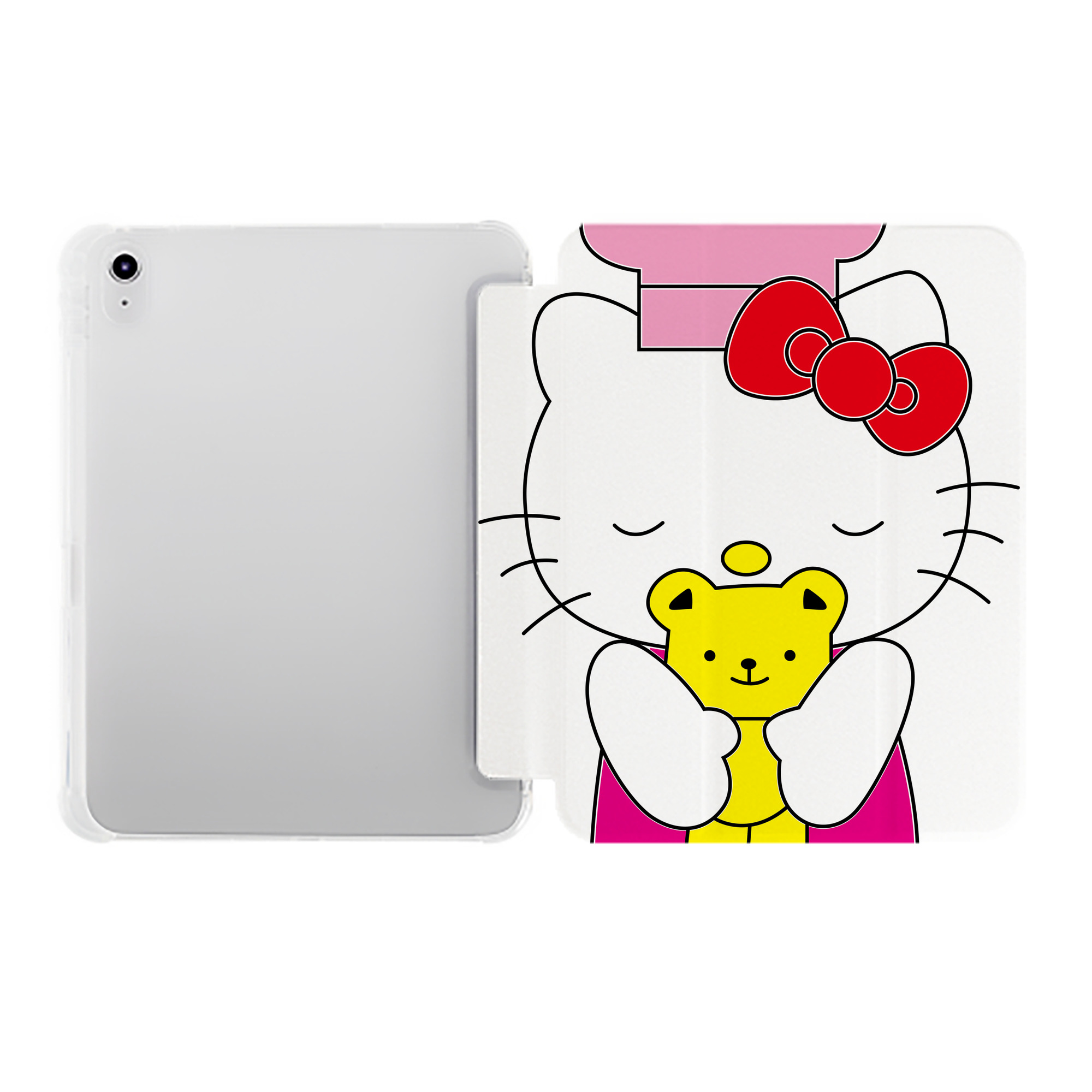 （画像用） Hello Kitty ハローキティ IPad ケース ペン収納付き 三つ折りスタンド PUレザー×シリコン 対応機種9.5/10.5/10.9インチ